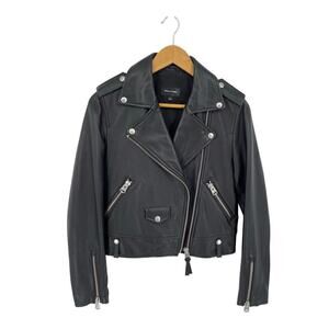 Mackage Black Baya Lamb Leather Biker Moto Motorcycle Jacket size Small